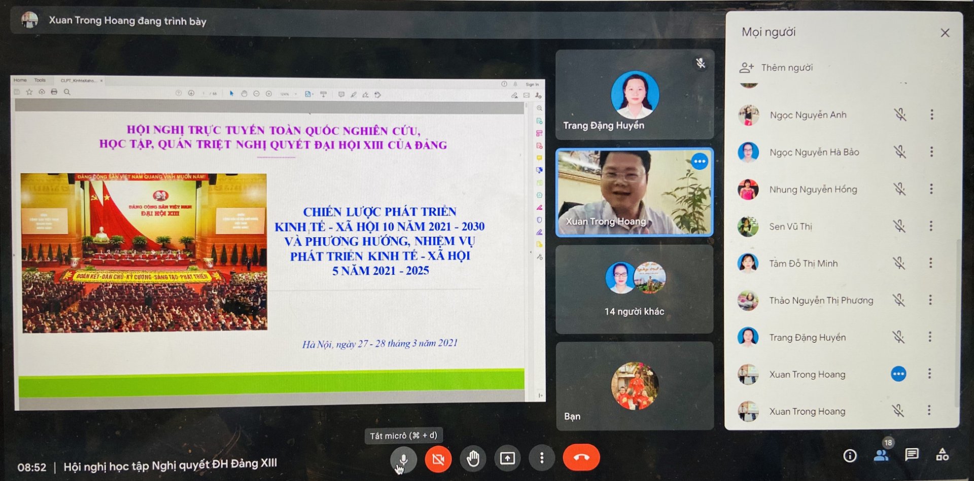 Chi bộ Khoa Kinh tế tổ chức thành công hội nghị trực tuyến học tập Nghị quyết Đại hội Đại biểu toàn quốc lần thứ XIII của Đảng