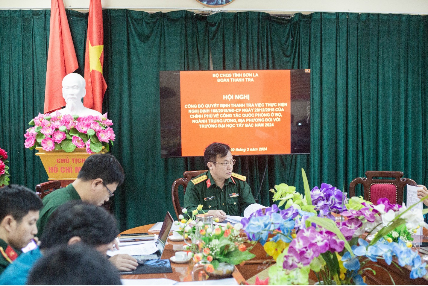 Bộ Chỉ huy quân sự tỉnh Sơn La thanh tra việc thực hiện Nghị định 168/2018/NĐ-CP ngày 28/12/2018 của Chính phủ về công tác Quốc phòng ở Bộ, ngành Trung ương, địa phương đối với Trường Đại học Tây Bắc năm 2024