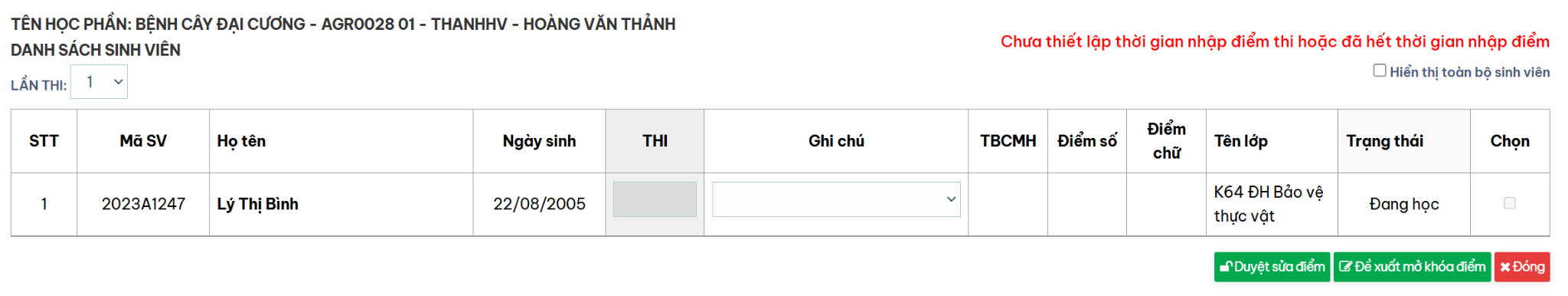Nhập điểm thi