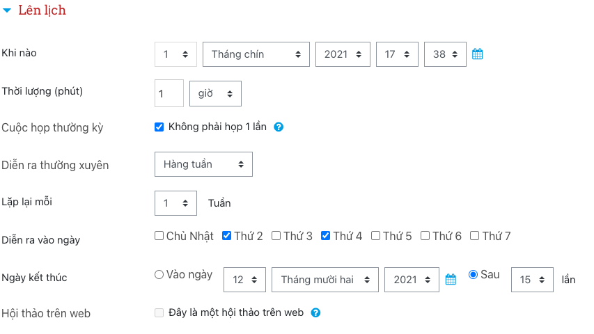 Thiết lập lặp lại