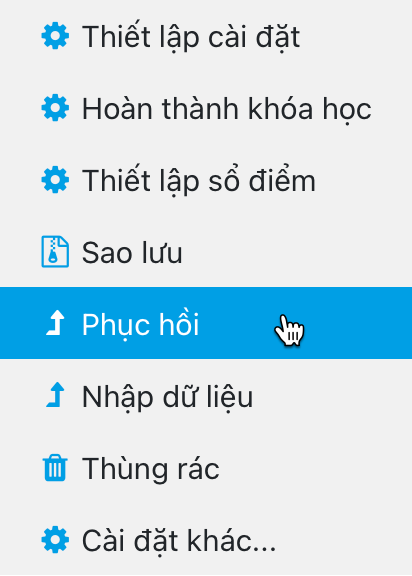 Menu Phục hồi