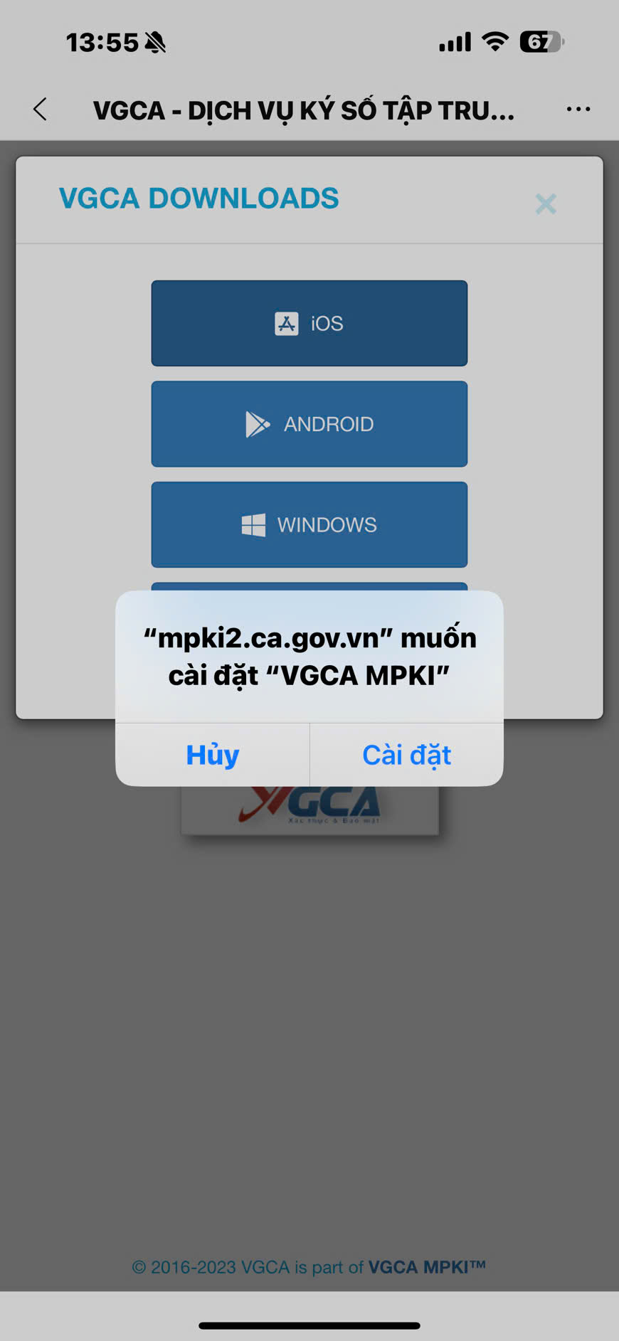 Tải ứng dụng VGCA cho iOS