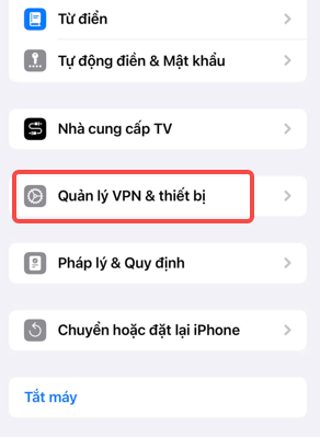 Quản lý VPN & thiết bị